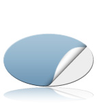 Ovale AufKleber digital drucken mit der Sonderfarbe weiß + vierfarbigen Digitaldruck in CMYK nach Euroskala. ECO Solvent Digitaldruck oder UV-Digitaldruck auf transparenter Folie.