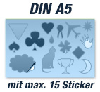 Stickerbogen DIN A5, angestanzt, permanent klebend