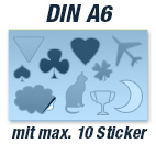 Stickerbogen DIN A6, angestanzt, permanent klebend