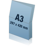 Zeitungsbeilage A4 (A3 Kreuzbruch) 4-seiter geklebt (297 x 420 mm) bestellen